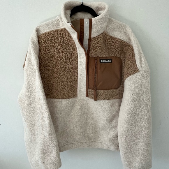 Columbia Cream and Brown Fleece Jacket - Picture 2 of 4